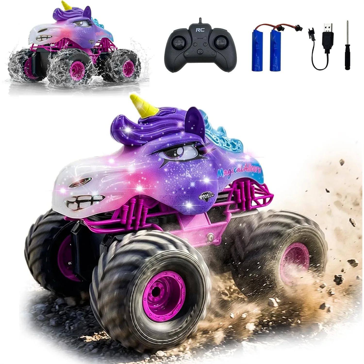 Unicorn RC Car For Girls 1:18 Amphibious Off-Road Remote Control Truck With LED Lights All-Terrain Monster Vehicle 2.4GHz High Speed Crawler Hobby Toy With 2 Batteries Birthday Gift Toys For Kids 6-12
Unicorn RC Car For Girls 1:18 Amphibious Off-Road Remote Control Truck With LED Lights All-Terrain Monster Vehicle 2.4GHz High Speed Crawler Hobby Toy With 2 Batteries Birthday Gift Toys For Kids 6-12