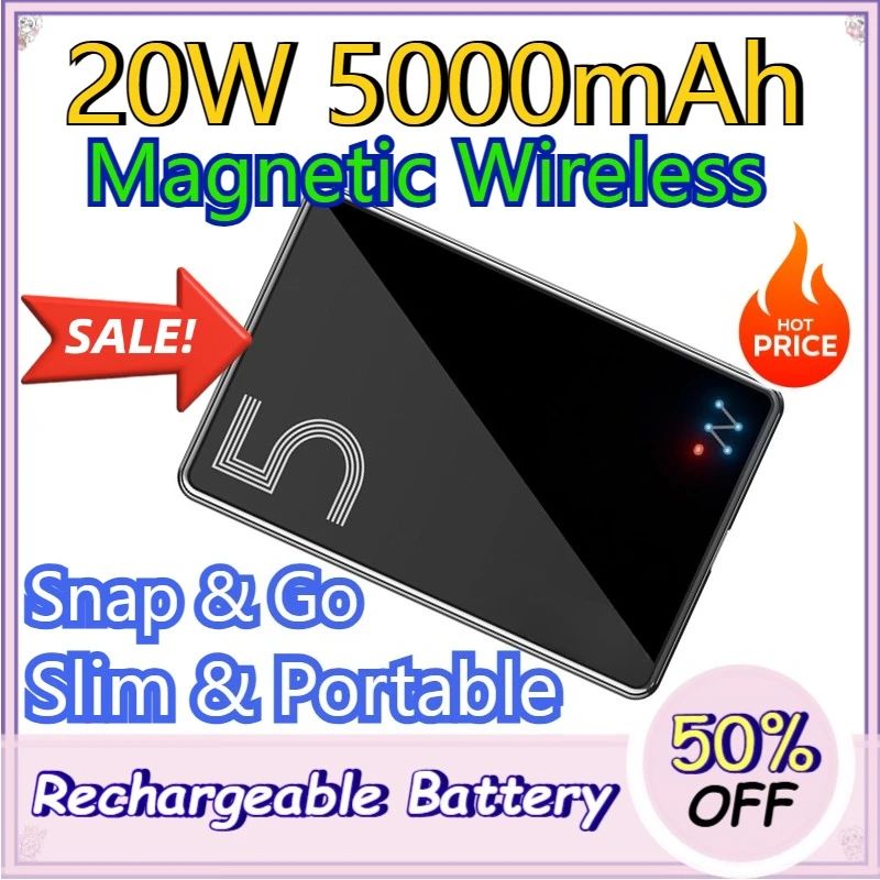 5000mAh Magnetic Wireless Power Bank Mini Portable Charger with Strong Magnetic Attachment for iPhone 17 16 15 14 13 12
5000mAh Magnetic Wireless Power Bank Mini Portable Charger with Strong Magnetic Attachment for iPhone 17 16 15 14 13 12