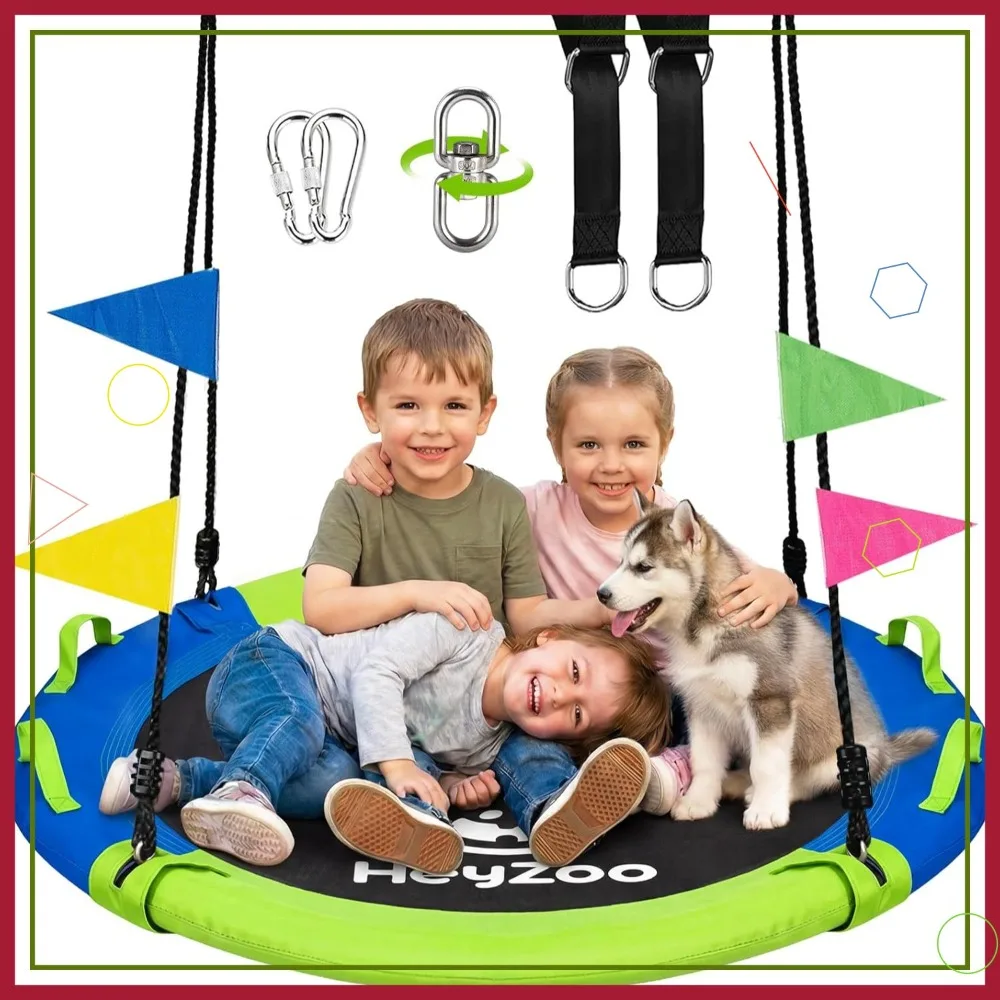 43 Inch Tree Swing, 900lbs Saucer for Kids & Adults, 360° Swivel & Adjustable Strap, Green/Blue
43 Inch Tree Swing, 900lbs Saucer for Kids & Adults, 360° Swivel & Adjustable Strap, Green/Blue