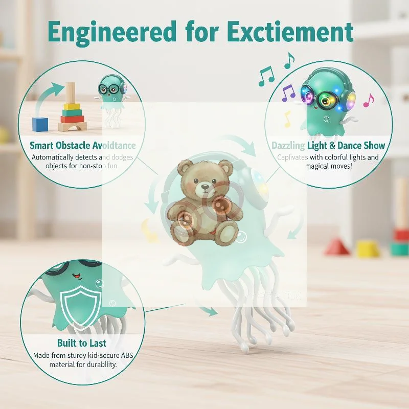 Electric Dancing Jellyfish Toy With Music Flashing LED Lights Omnidirectional Movement Perfect For Kids Gifts Toddler Play
Electric Dancing Jellyfish Toy With Music Flashing LED Lights Omnidirectional Movement Perfect For Kids Gifts Toddler Play