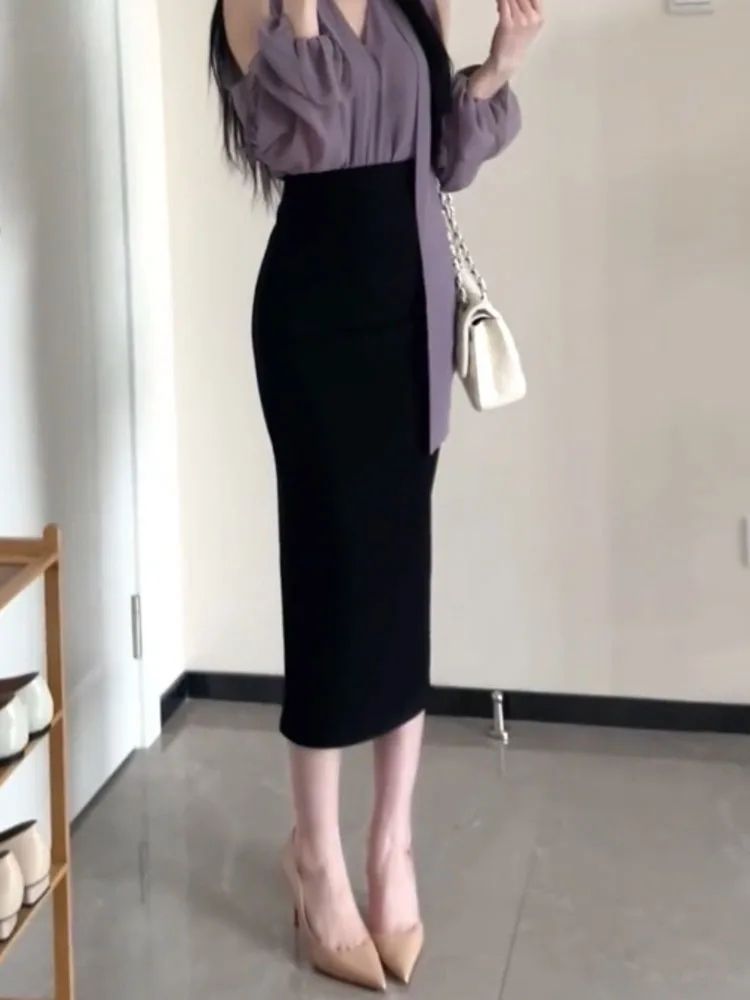 Элегантная черная юбка с завышенной талией, женская, деловая, повседневная, модная, весенняя новинка, стройнящая, для зрелых женщин, длинная юбка
Элегантная черная юбка с завышенной талией, женская, деловая, повседневная, модная, весенняя новинка, стройнящая, для зрелых женщин, длинная юбка