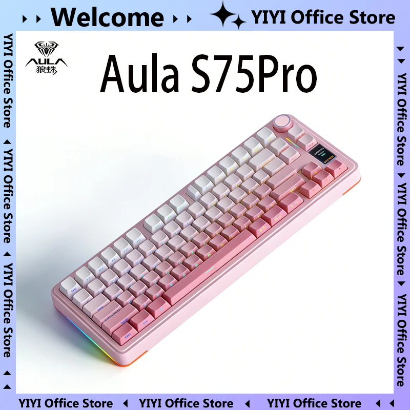 Игровая механическая клавиатура AULA S75Pro с PBT-кейкапами, горячей заменой переключателей, RGB-подсветкой, Gasket-креплением, 4000 мАч, трехрежимная беспроводная, с LED-экраном, регулятором и подсветкой, для ПК, подарок
Игровая механическая клавиатура AULA S75Pro с PBT-кейкапами, горячей заменой переключателей, RGB-подсветкой, Gasket-креплением, 4000 мАч, трехрежимная беспроводная, с LED-экраном, регулятором и подсветкой, для ПК, подарок
