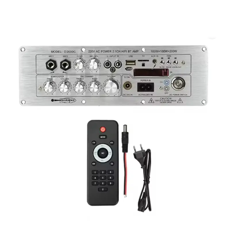 Плата усилителя звука JABS-DC 24В/AC110-220В D2000 Bluetooth, 2.1-канальный усилитель высокой мощности 100Вт+100Вт+200Вт
Плата усилителя звука JABS-DC 24В/AC110-220В D2000 Bluetooth, 2.1-канальный усилитель высокой мощности 100Вт+100Вт+200Вт