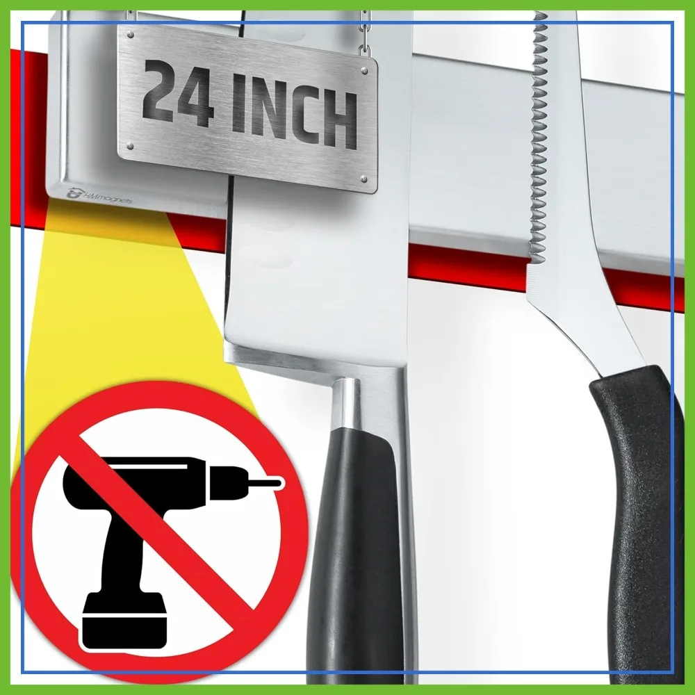 24" Strong Adhesive Magnetic Knife Holder for Wall, No Drill, Stainless Steel, Upgraded
24" Strong Adhesive Magnetic Knife Holder for Wall, No Drill, Stainless Steel, Upgraded