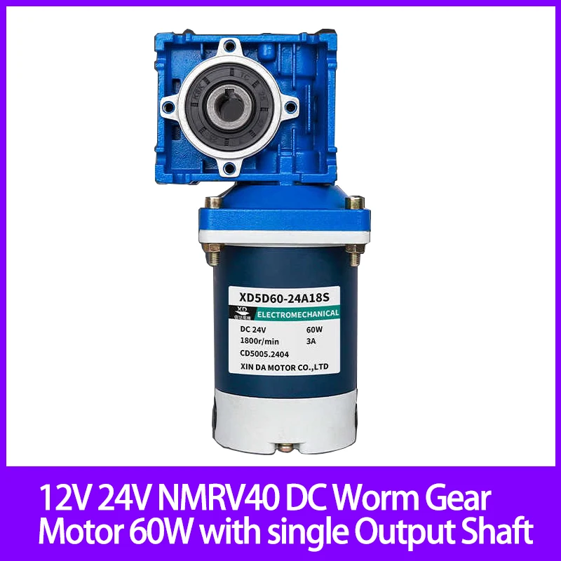 12V 24V NMRV40 DC Worm Gear Motor 60W with single Output Shaft RV40 Adjustable-speed CW CCW High Torque
12V 24V NMRV40 DC Worm Gear Motor 60W with single Output Shaft RV40 Adjustable-speed CW CCW High Torque