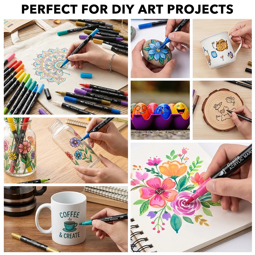 24Pcs Dual Tip Acrylic Paint Pens Permanent Waterproof Marker for Stone Wood Paper Ceramic Canvas Glass Art Diy Painting Craft
24Pcs Dual Tip Acrylic Paint Pens Permanent Waterproof Marker for Stone Wood Paper Ceramic Canvas Glass Art Diy Painting Craft