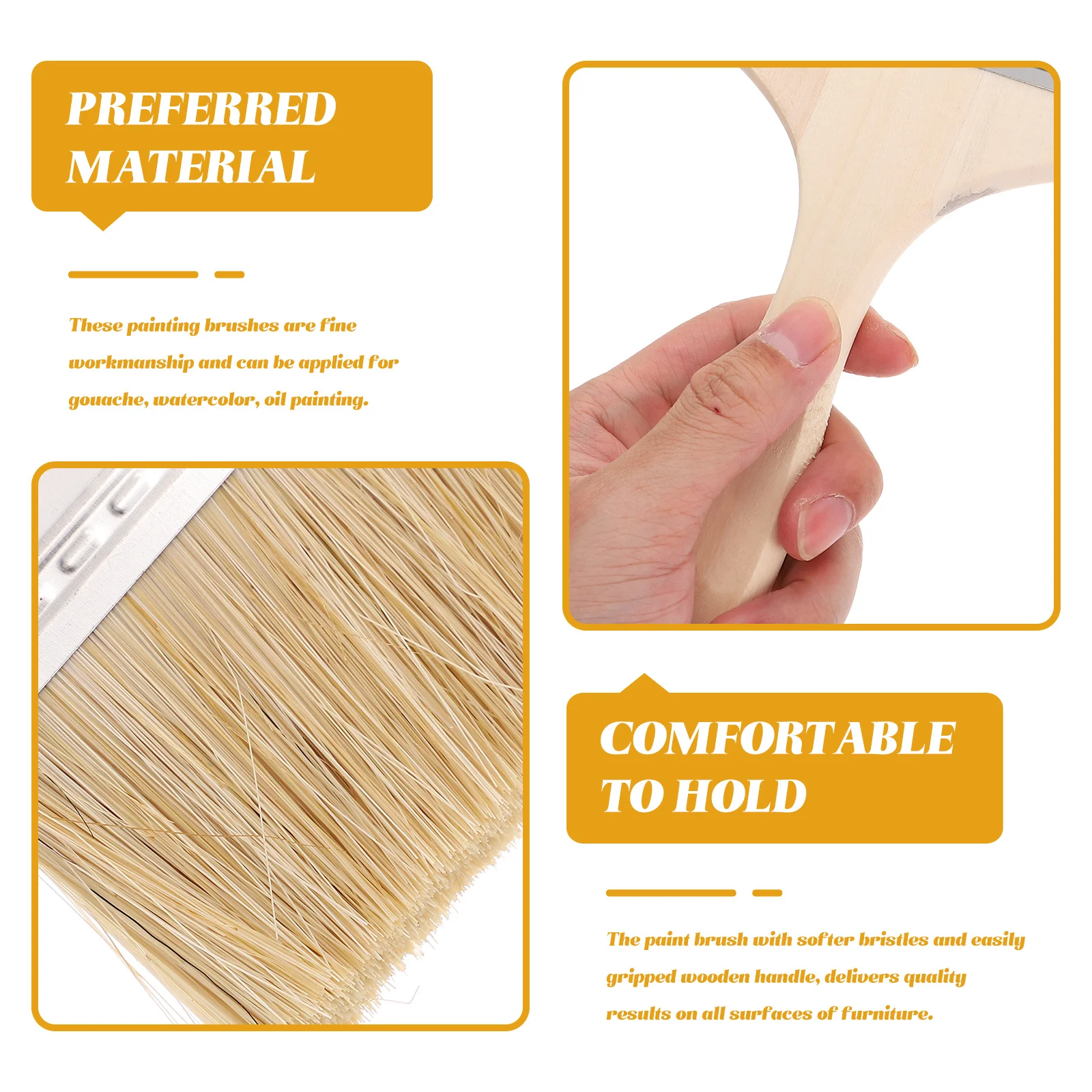 5Pcs Paint Brush Set Wood Handle Soft Bristles Durable for Furniture Walls Watercolor Oil Drawing Painting Art Supplies
5Pcs Paint Brush Set Wood Handle Soft Bristles Durable for Furniture Walls Watercolor Oil Drawing Painting Art Supplies