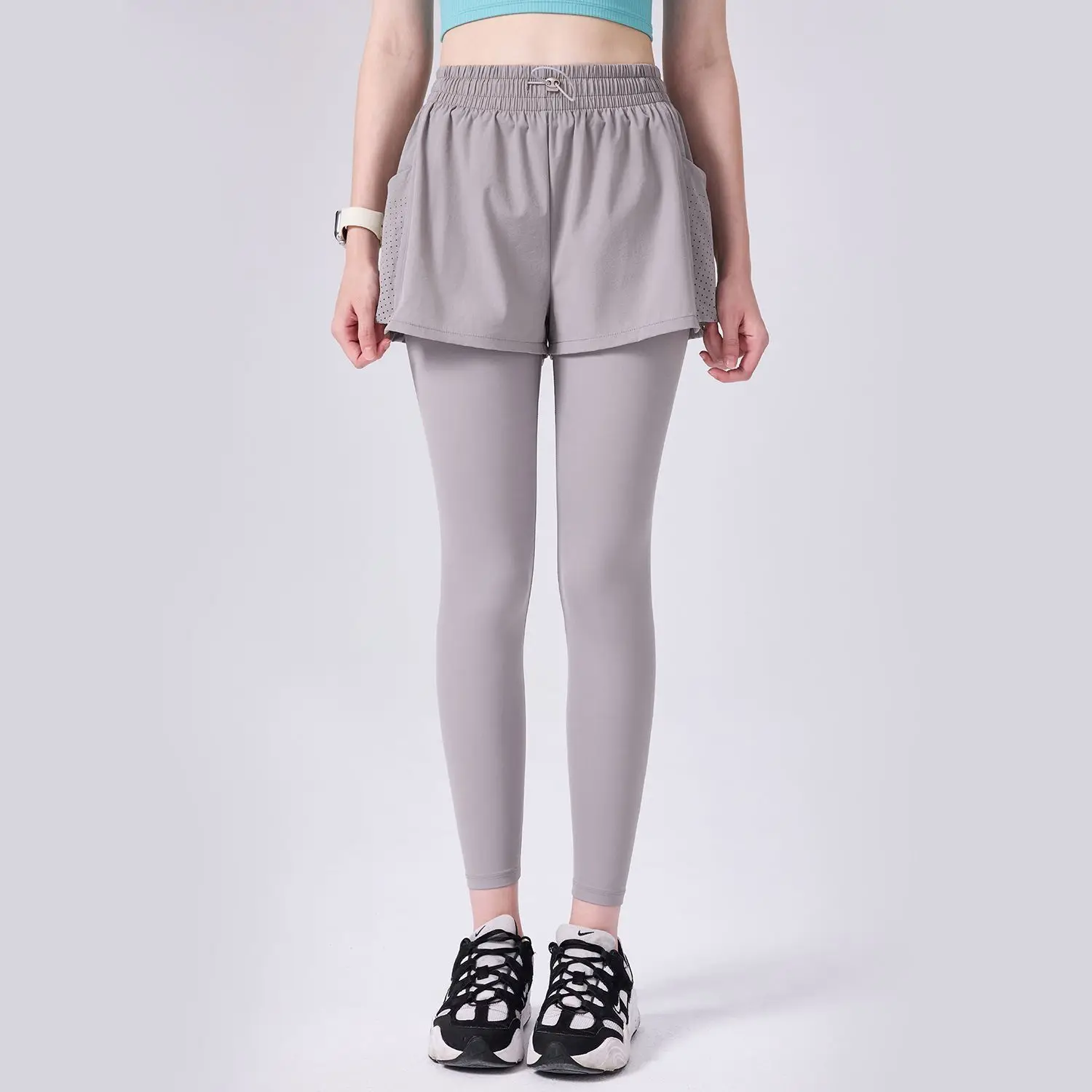 Fake two-piece one-piece drawstring yoga pants, fart curtain, anti-light sports, large pockets, fitness running, breathable trou
Fake two-piece one-piece drawstring yoga pants, fart curtain, anti-light sports, large pockets, fitness running, breathable trou