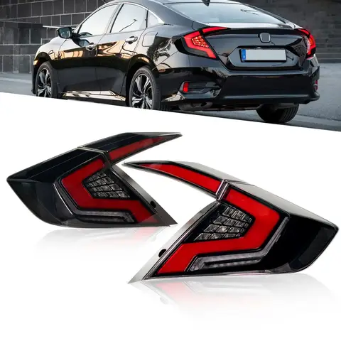 LED Taillights for Honda Civic 2016-2021 10th Gen Sedan Tail Lights Sequential Signals Rear Brake Lamps DRL Sport Dynamic Startu
