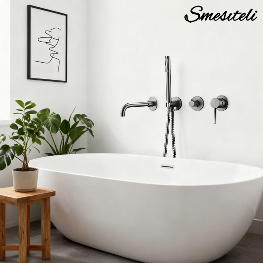 Bathtub Shower Faucet Wall Mounted Handshower 15-26CM Spout Hot and Cold Mixer Embedded Cast Brass Support 2Ways Shower Tap Set
Bathtub Shower Faucet Wall Mounted Handshower 15-26CM Spout Hot and Cold Mixer Embedded Cast Brass Support 2Ways Shower Tap Set