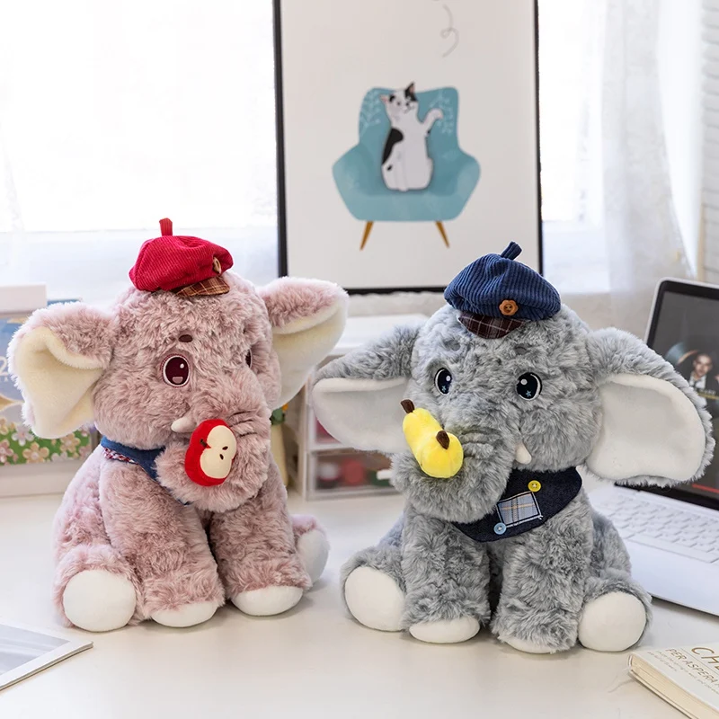 Soft Fluffy Elephant Plush Toy, Cute Beret Elephant Stuffed Animal with Apple/Banana Nose for Gifts.
Soft Fluffy Elephant Plush Toy, Cute Beret Elephant Stuffed Animal with Apple/Banana Nose for Gifts.
