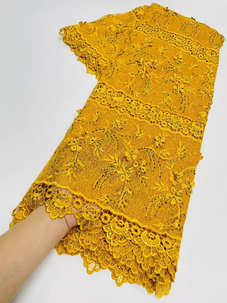 Nigerian Cord Guipure Lace Fabric High Quality 3D Applique Flower 2026 African Water Soluble Lace Fabric 5 Yards Wedding Dresses
Nigerian Cord Guipure Lace Fabric High Quality 3D Applique Flower 2026 African Water Soluble Lace Fabric 5 Yards Wedding Dresses