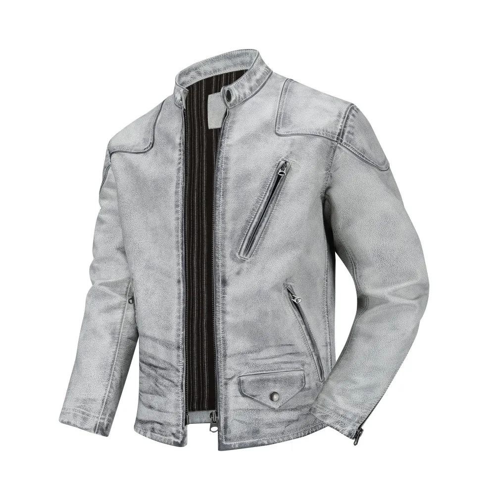 Vintage Distressed Genuine Leather Jacket Men Retro Dirty Finish Stand Collar Classic Real Cowhide Leather Coat Fashion Casual D
Vintage Distressed Genuine Leather Jacket Men Retro Dirty Finish Stand Collar Classic Real Cowhide Leather Coat Fashion Casual D