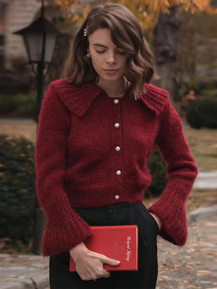 Knitted Cardigan Women Elegant O-neck Flare Sleeve Single Breasted Female Loose Sweater 2025 Spring Fashion Ladies Sweaters Top
Knitted Cardigan Women Elegant O-neck Flare Sleeve Single Breasted Female Loose Sweater 2025 Spring Fashion Ladies Sweaters Top