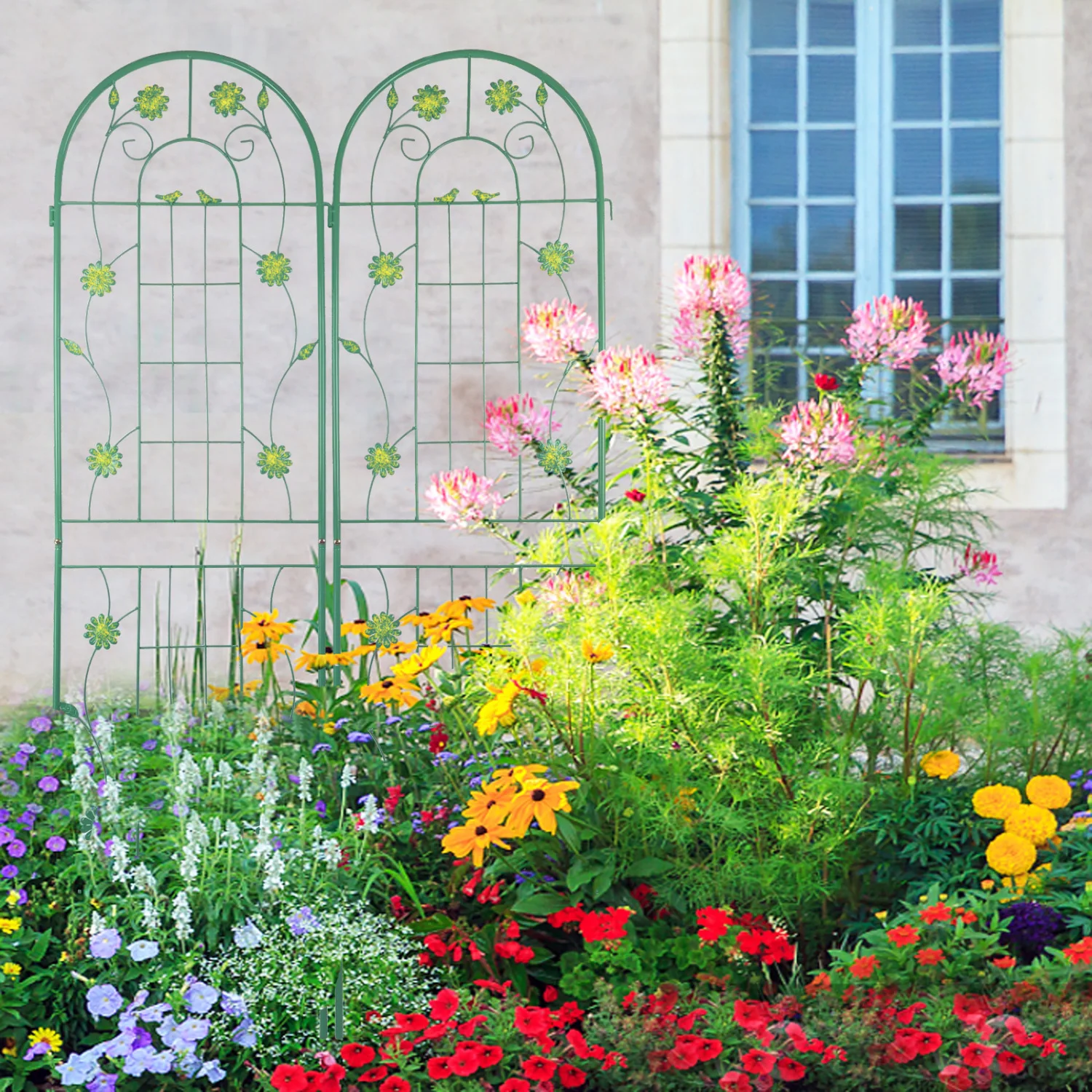 2 Pack Metal Garden Trellis 71" x 19.7" Rustproof Trellis for Climbing Plants Outdoor Flower Support Green
2 Pack Metal Garden Trellis 71" x 19.7" Rustproof Trellis for Climbing Plants Outdoor Flower Support Green