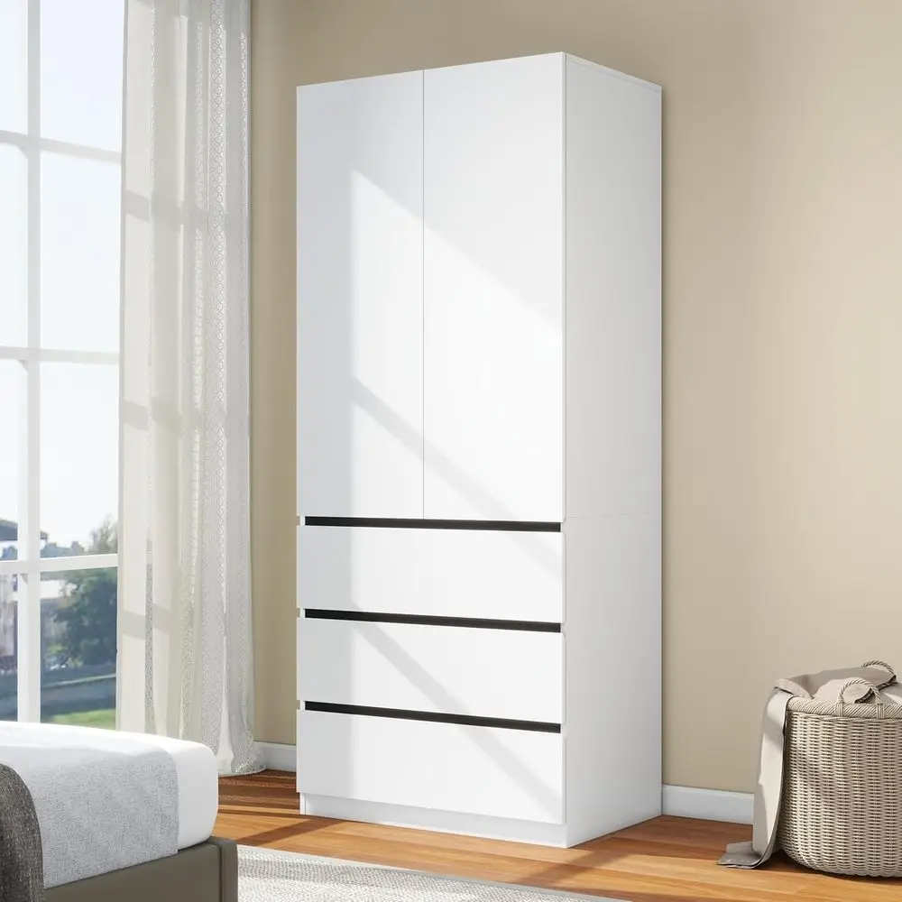 Wooden Wardrobe Closet with 2 Do: 75" Bedroom Armoire Wardrobe Closet with 3 Ders, White Cabinet with Hanging Shelves, Large Sto
Wooden Wardrobe Closet with 2 Do: 75" Bedroom Armoire Wardrobe Closet with 3 Ders, White Cabinet with Hanging Shelves, Large Sto
