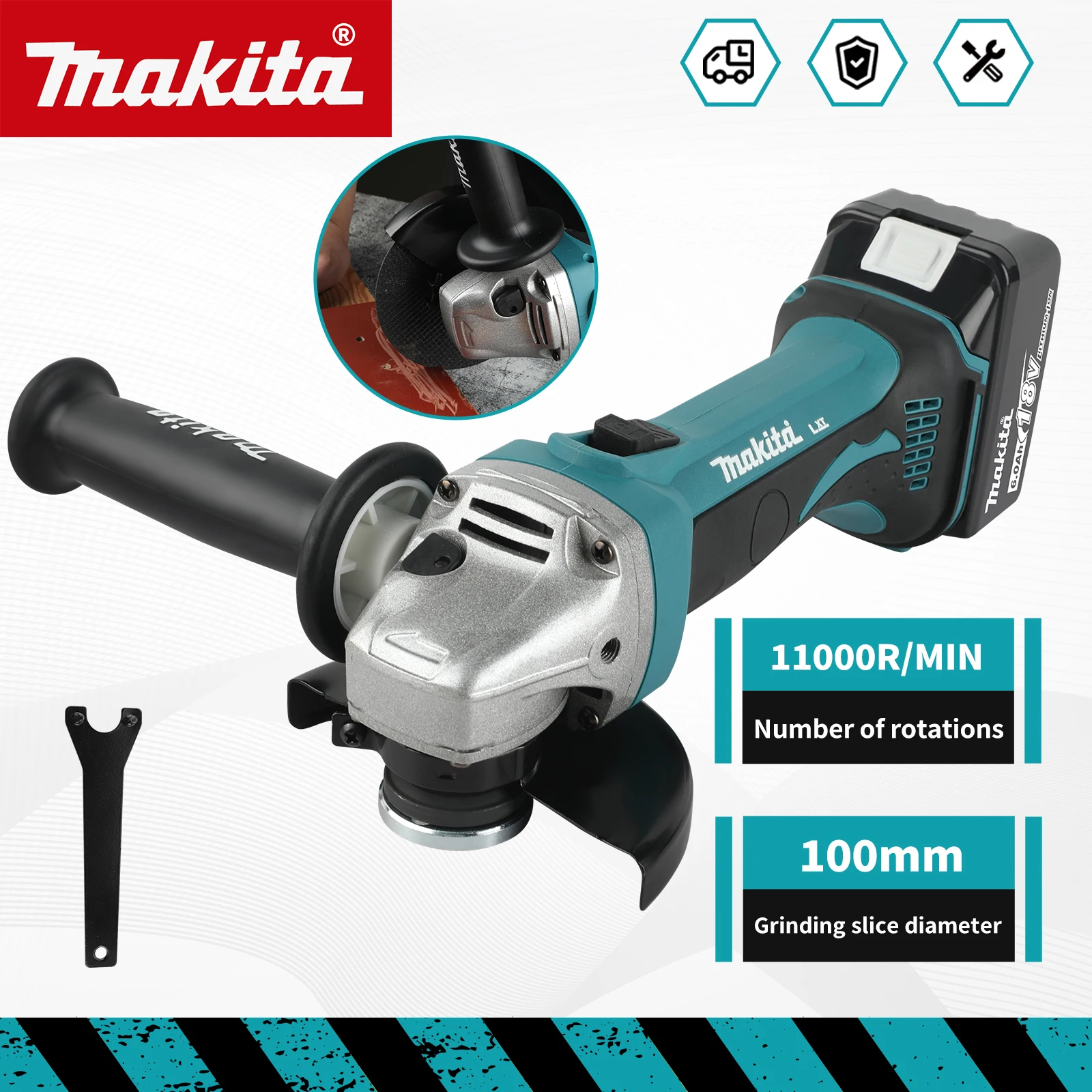 Makita's new brushless angle grinder, manual charging electric tool, 18V battery polishing machine, brushless angle grinder 402
Makita's new brushless angle grinder, manual charging electric tool, 18V battery polishing machine, brushless angle grinder 402