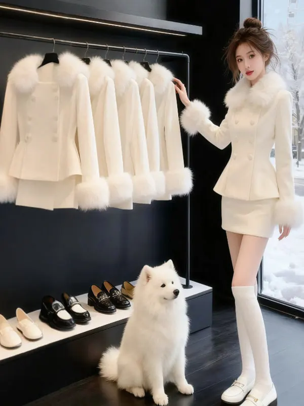 Korean Style Soft Woolen Coat And Skirt Two-Piece Set Comfortable Fashionable Spring Collection High Waist Slim Fit
Korean Style Soft Woolen Coat And Skirt Two-Piece Set Comfortable Fashionable Spring Collection High Waist Slim Fit