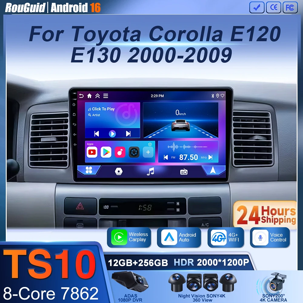 For Toyota Corolla E120 E130 2000-2009 Car Radio Carplay Navigation GPS Carplay Android Auto Miltimedia Player 4G WiFi No 2din
For Toyota Corolla E120 E130 2000-2009 Car Radio Carplay Navigation GPS Carplay Android Auto Miltimedia Player 4G WiFi No 2din