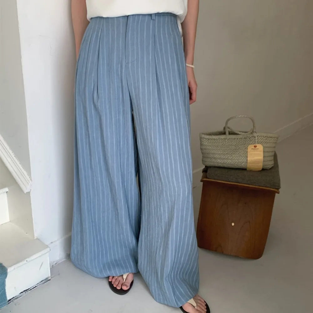 Casual Loose Striped Long Denim Pants Women Summer Elastic Waist Basics Jeans Woman Wide Leg Trousers Female 2025
Casual Loose Striped Long Denim Pants Women Summer Elastic Waist Basics Jeans Woman Wide Leg Trousers Female 2025