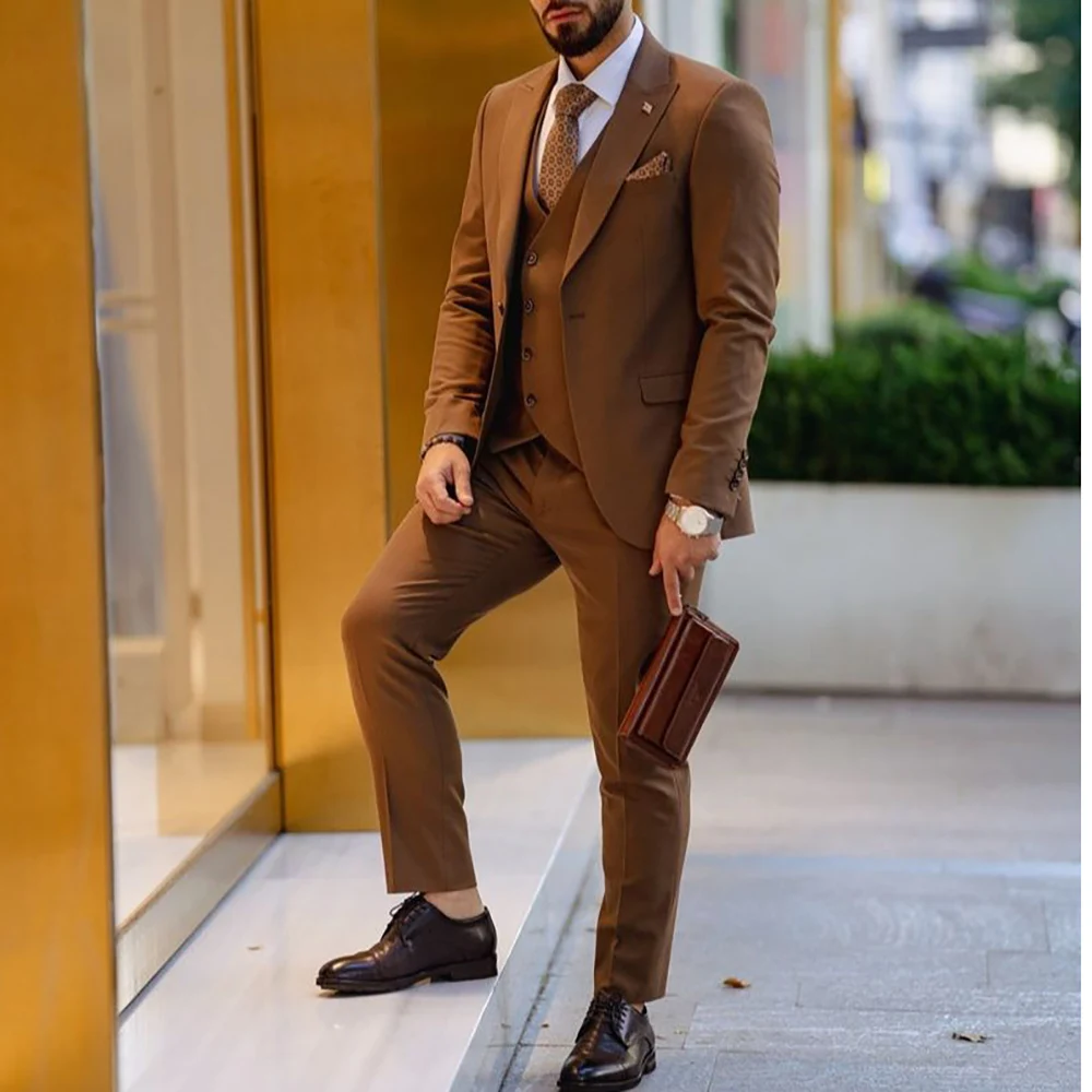 Blazer High Quality Brown Male Tuxedo Wedding Business Spring Autumn Men's Suits 3 Pieces Jacket+Pants+Vest Trajes De Hombre
Blazer High Quality Brown Male Tuxedo Wedding Business Spring Autumn Men's Suits 3 Pieces Jacket+Pants+Vest Trajes De Hombre