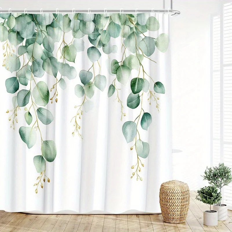 1pc Green eucalyptus leaf pattern shower curtain, polyester fabric, machine washable, suitable for bathroom decoration
1pc Green eucalyptus leaf pattern shower curtain, polyester fabric, machine washable, suitable for bathroom decoration