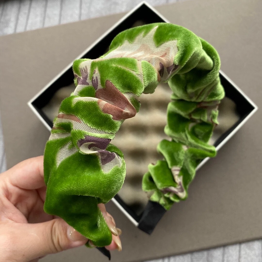 Высококачественные изысканные женские резинки для волос из зеленого бархата, головные уборы