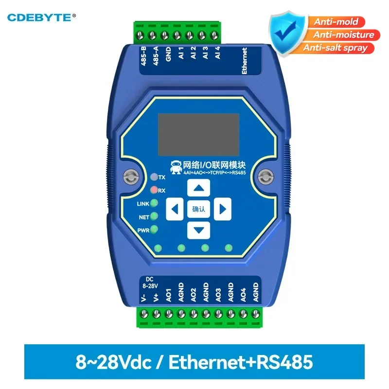 Сетевой модуль EBYTE ME31-XAXA0404 DC 8-28 в Modbus TCP/RTU I/O 4AI + 4AO 0-20mA/4-20mA RJ45 RS485 Modbus шлюз OLED дисплей
Сетевой модуль EBYTE ME31-XAXA0404 DC 8-28 в Modbus TCP/RTU I/O 4AI + 4AO 0-20mA/4-20mA RJ45 RS485 Modbus шлюз OLED дисплей