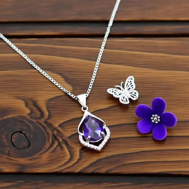 Charming 925 Sterling Silver Amethyst Cubic Zircon Pendant Necklaces For Women Girls Engagement Party Fashion Jewelry Gifts
Charming 925 Sterling Silver Amethyst Cubic Zircon Pendant Necklaces For Women Girls Engagement Party Fashion Jewelry Gifts