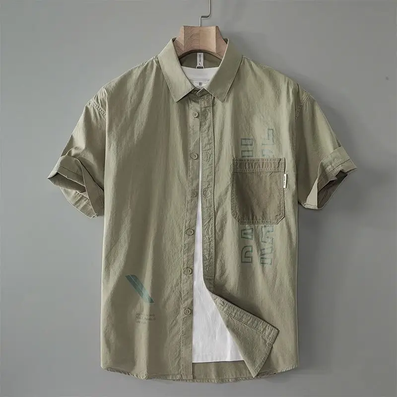 Men Clothing 2024 Summer Vintage Fashion Letter Print Button Down Shirt Male Lapel Short Sleeve Loose Pocket Tops Casual Camisas
Men Clothing 2024 Summer Vintage Fashion Letter Print Button Down Shirt Male Lapel Short Sleeve Loose Pocket Tops Casual Camisas