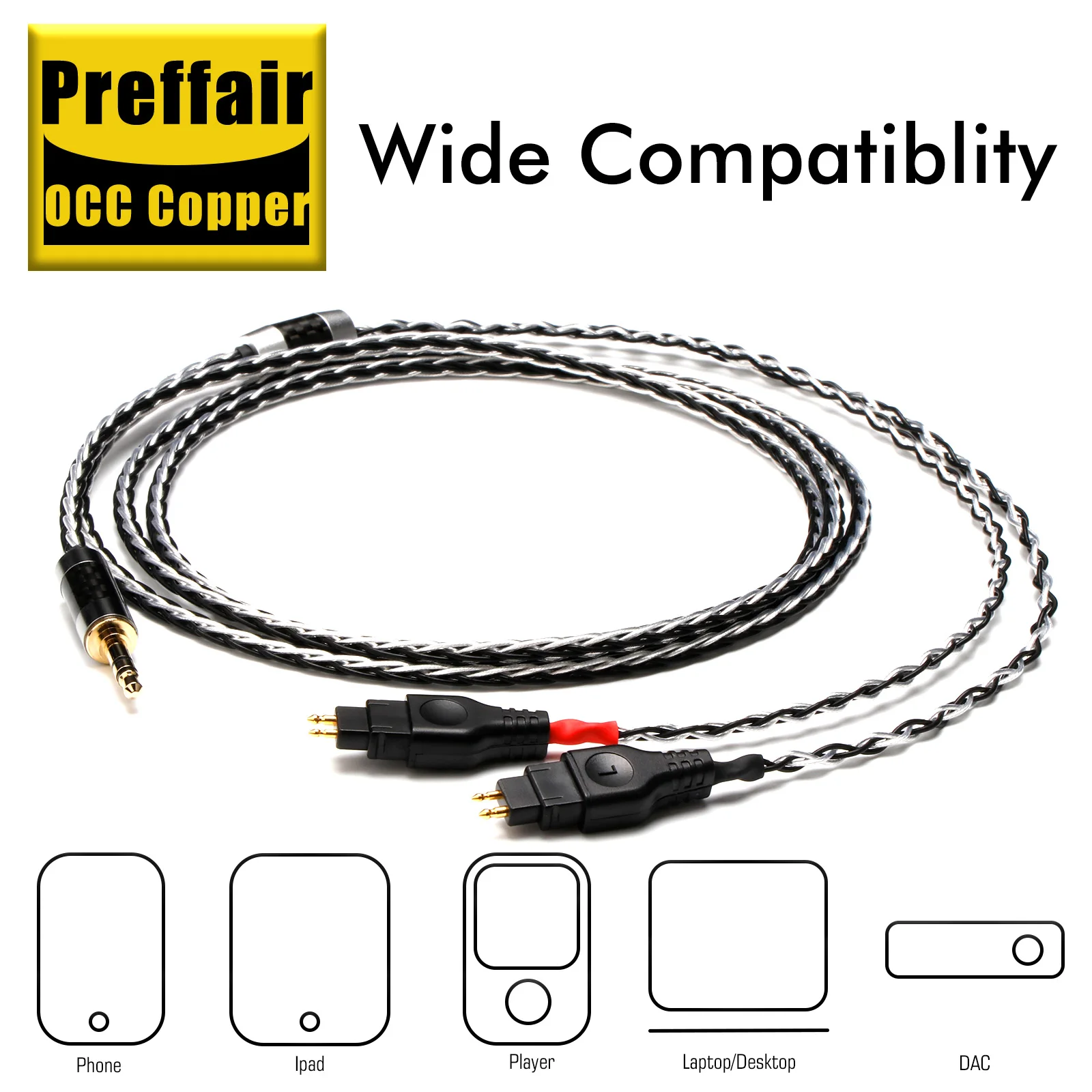 Preffair E517 8Cores OCC Silver Plated Headphone Cable Compatible for HD600 HD650 HD660S HD6XX /Iphone Ipad Laptop DAC Player
Preffair E517 8Cores OCC Silver Plated Headphone Cable Compatible for HD600 HD650 HD660S HD6XX /Iphone Ipad Laptop DAC Player