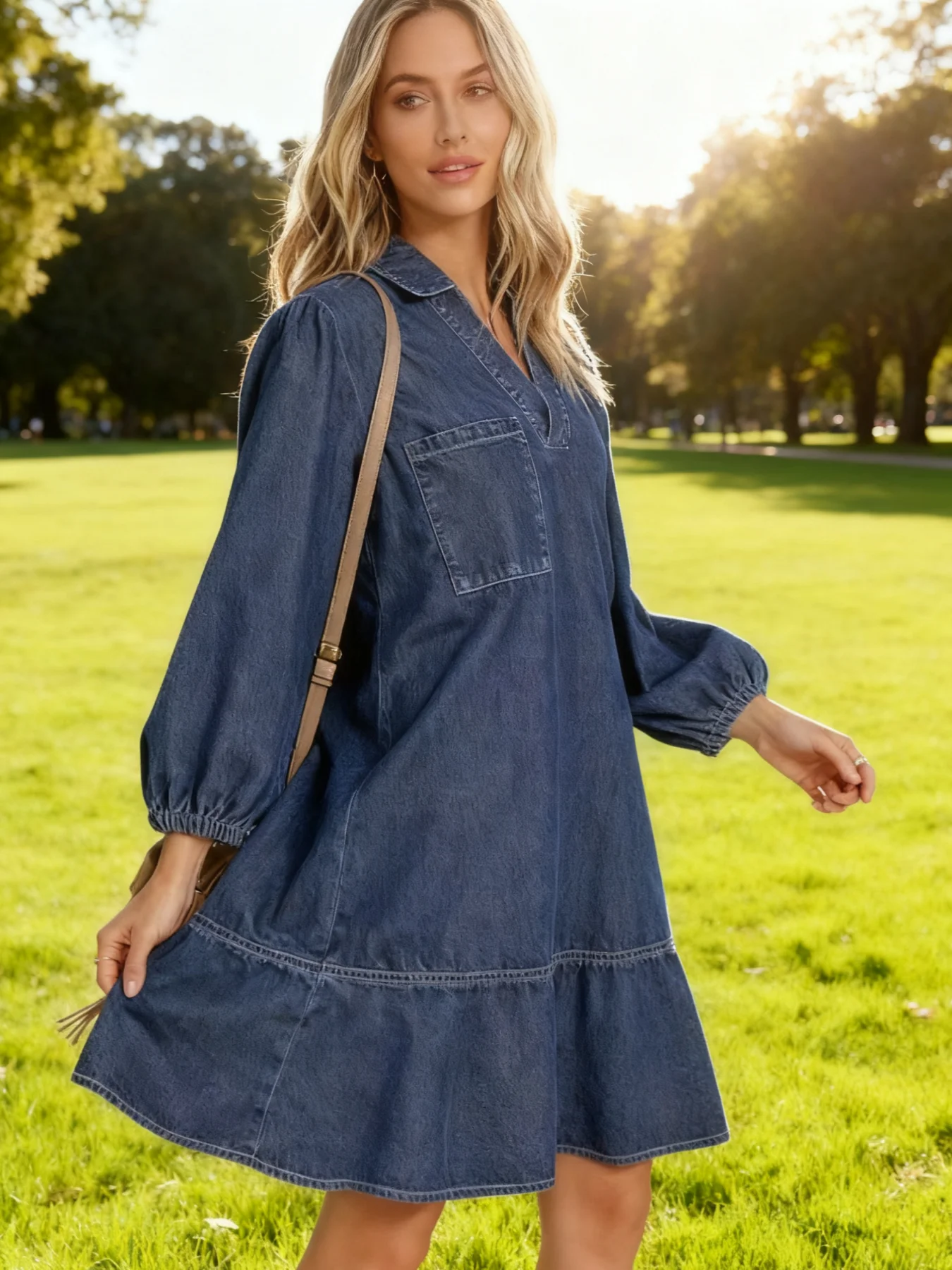 Ladies' casual retro denim dress with bubble sleeves, loose and comfortable women's clothing, suitable for casual commuting
Ladies' casual retro denim dress with bubble sleeves, loose and comfortable women's clothing, suitable for casual commuting