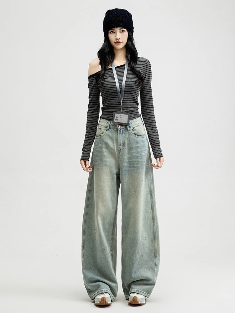Retro American Washed Denim Jeans Women's Spring Autumn Loose Wide Leg High Waist Versatile Straight Leg Pants Casual Wear
Retro American Washed Denim Jeans Women's Spring Autumn Loose Wide Leg High Waist Versatile Straight Leg Pants Casual Wear
