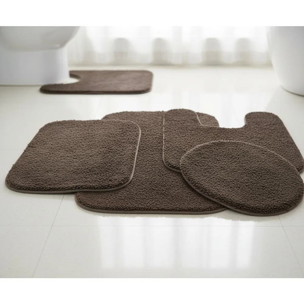 Traditional Bath Rug Set, 4-Piece, Chocolate - Ultra-Soft Non-Slip for Family Bathroom Safety
Traditional Bath Rug Set, 4-Piece, Chocolate - Ultra-Soft Non-Slip for Family Bathroom Safety
