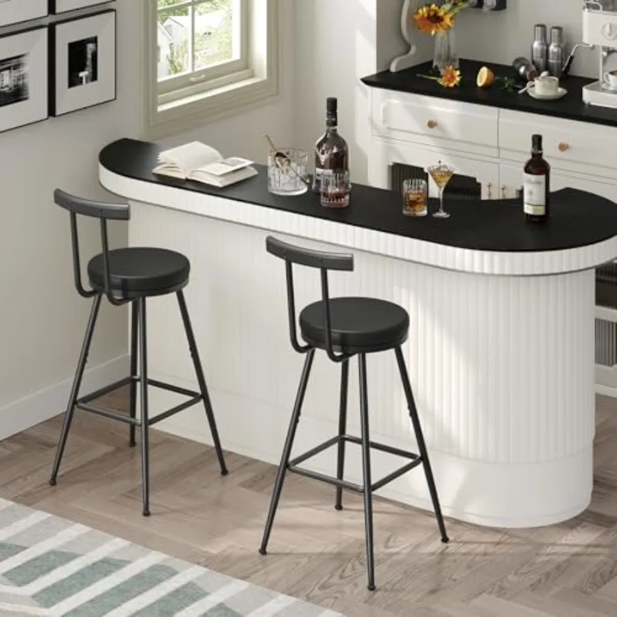 Bar Stools Set of 2 PU Upholstered Bar Stools Bar Chairs with Backrest and Footrest Kitchen Stools with Adjustable Feet Comfort
Bar Stools Set of 2 PU Upholstered Bar Stools Bar Chairs with Backrest and Footrest Kitchen Stools with Adjustable Feet Comfort