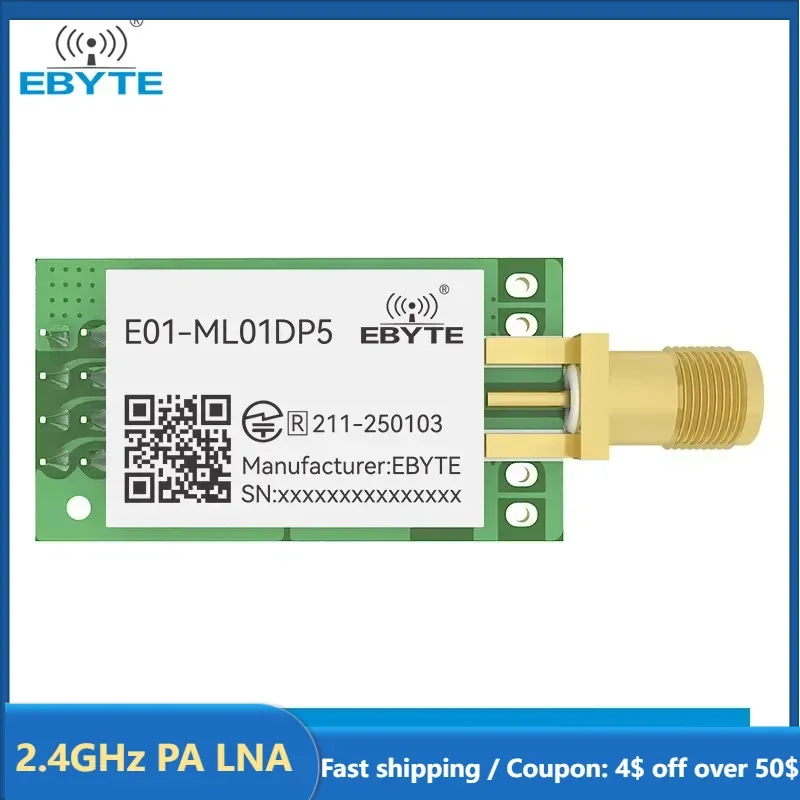 nRF24L01P 2.4GHz PA LNA 20dBm Wireless Module SPI Antenna SMA-K Transceiver Receiver Tansmitter EBYTE E01-ML01DP5
nRF24L01P 2.4GHz PA LNA 20dBm Wireless Module SPI Antenna SMA-K Transceiver Receiver Tansmitter EBYTE E01-ML01DP5