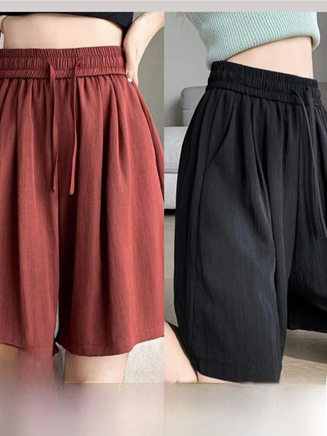 High Waist Wide Leg Short Pants Ice Silk Five-Quarter Loose Fitting Casual Trousers for plus Size Women in Summer
High Waist Wide Leg Short Pants Ice Silk Five-Quarter Loose Fitting Casual Trousers for plus Size Women in Summer