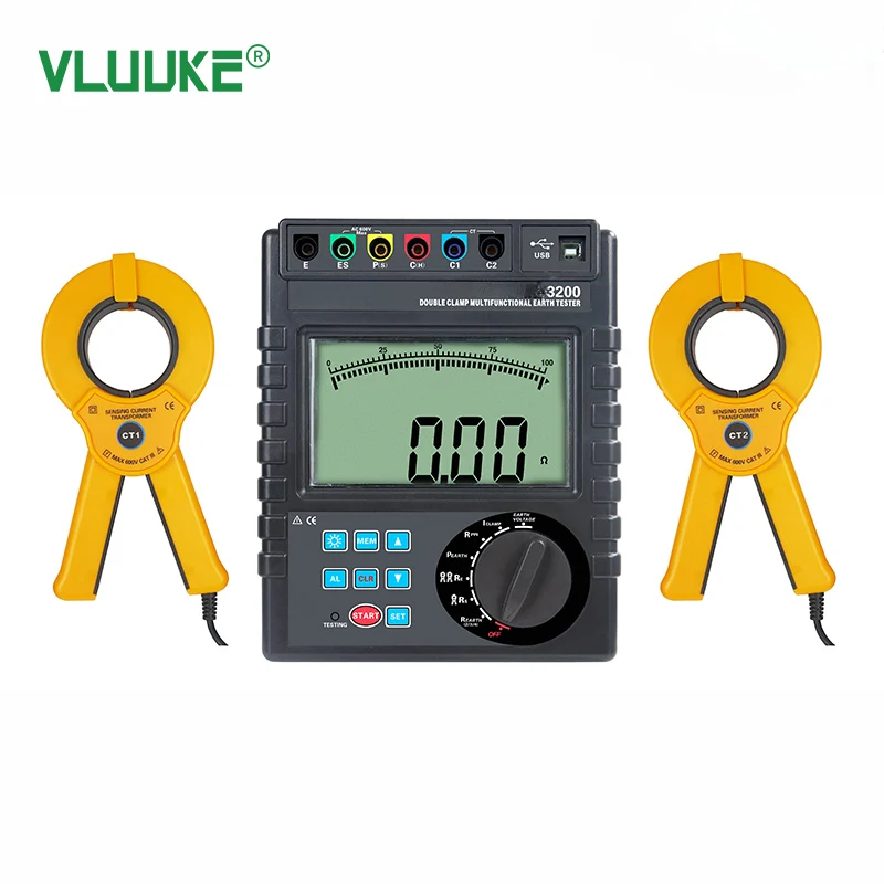 VLUUKE VKCR3200C Цифровой измеритель сопротивления заземления Тестер сопротивления заземления с двойным зажимом Тестер сопротивления почвы
VLUUKE VKCR3200C Цифровой измеритель сопротивления заземления Тестер сопротивления заземления с двойным зажимом Тестер сопротивления почвы