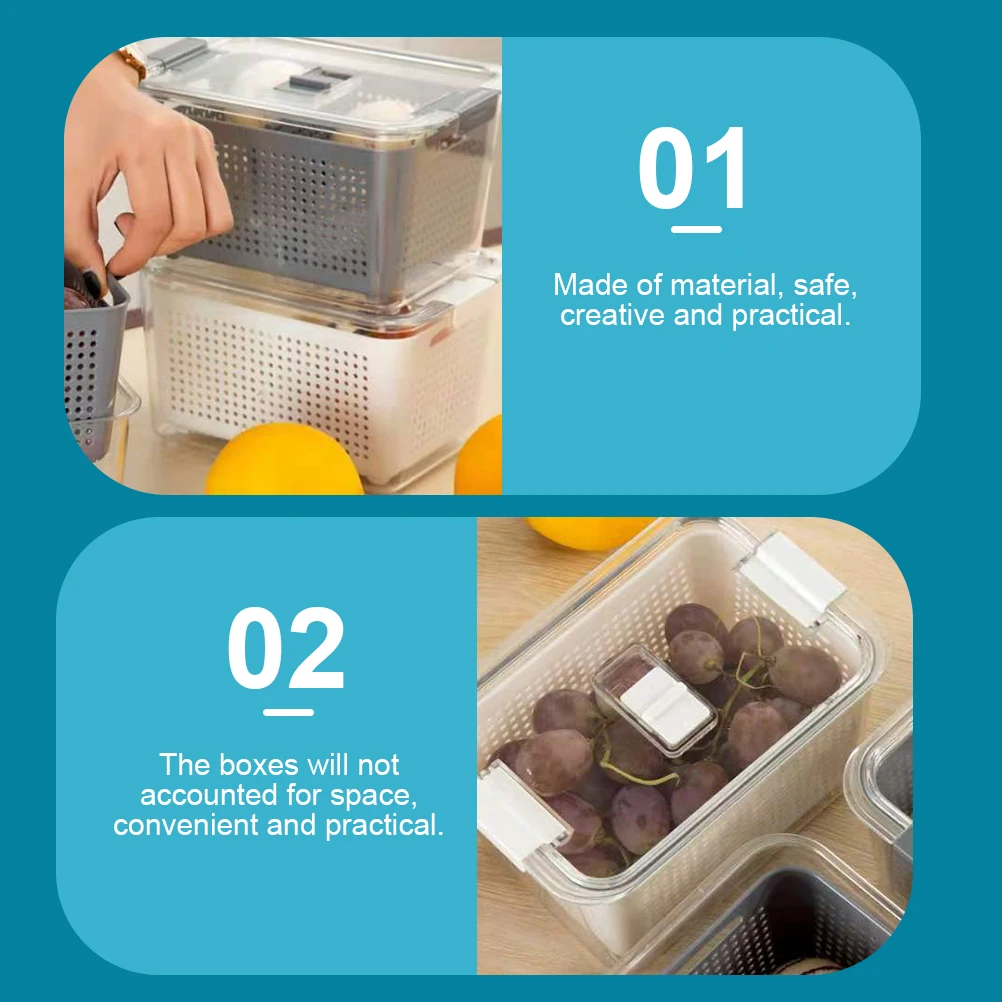 Crisper Food Storage Box Fresh Container Seal Fruit ganizer White Kitchen Fridge Drain Bin Vegetable Fruit Safe Practical PET PP
Crisper Food Storage Box Fresh Container Seal Fruit ganizer White Kitchen Fridge Drain Bin Vegetable Fruit Safe Practical PET PP