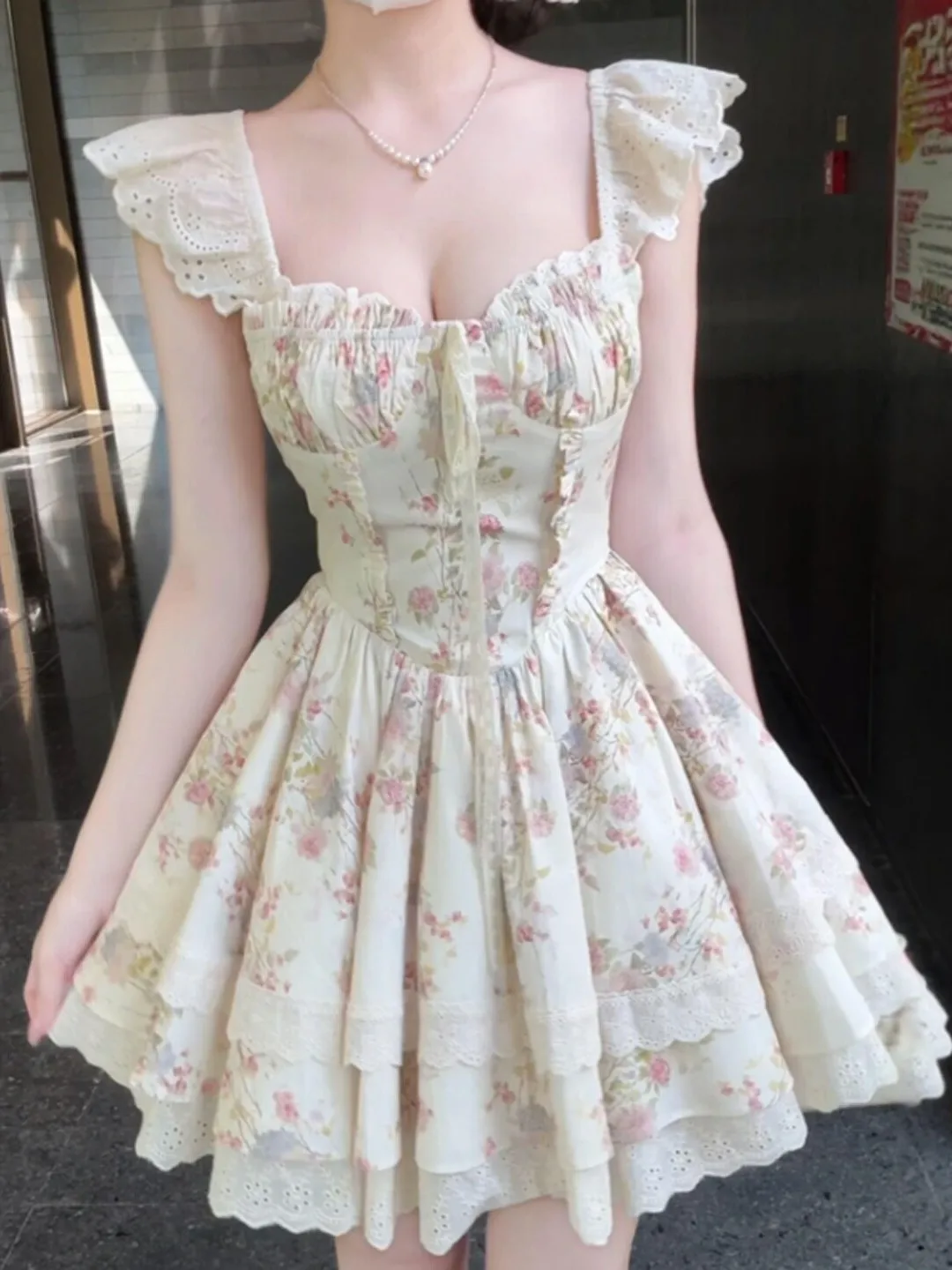 Sweet Floral Print Puffy Short Skirt Beautiful Dress Slim Fit Waist Cinched Summer Women's Cotton Gauze Elegant Style Home Of...
Sweet Floral Print Puffy Short Skirt Beautiful Dress Slim Fit Waist Cinched Summer Women's Cotton Gauze Elegant Style Home Of...