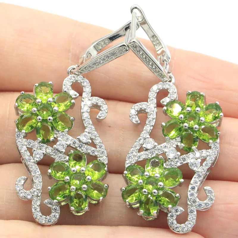 51x21mm Beautiful Flowers Shape Green Peridot Tourmaline Violet Tanzanite CZ For Woman's Gift Silver Earrings
51x21mm Beautiful Flowers Shape Green Peridot Tourmaline Violet Tanzanite CZ For Woman's Gift Silver Earrings