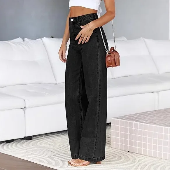 Широкие брюки, джинсы, женские винтажные джинсы, потертые брюки с высокой талией, эластичные потертые карманы, уличная одежда длиной до пола, брюки 
Широкие брюки, джинсы, женские винтажные джинсы, потертые брюки с высокой талией, эластичные потертые карманы, уличная одежда длиной до пола, брюки