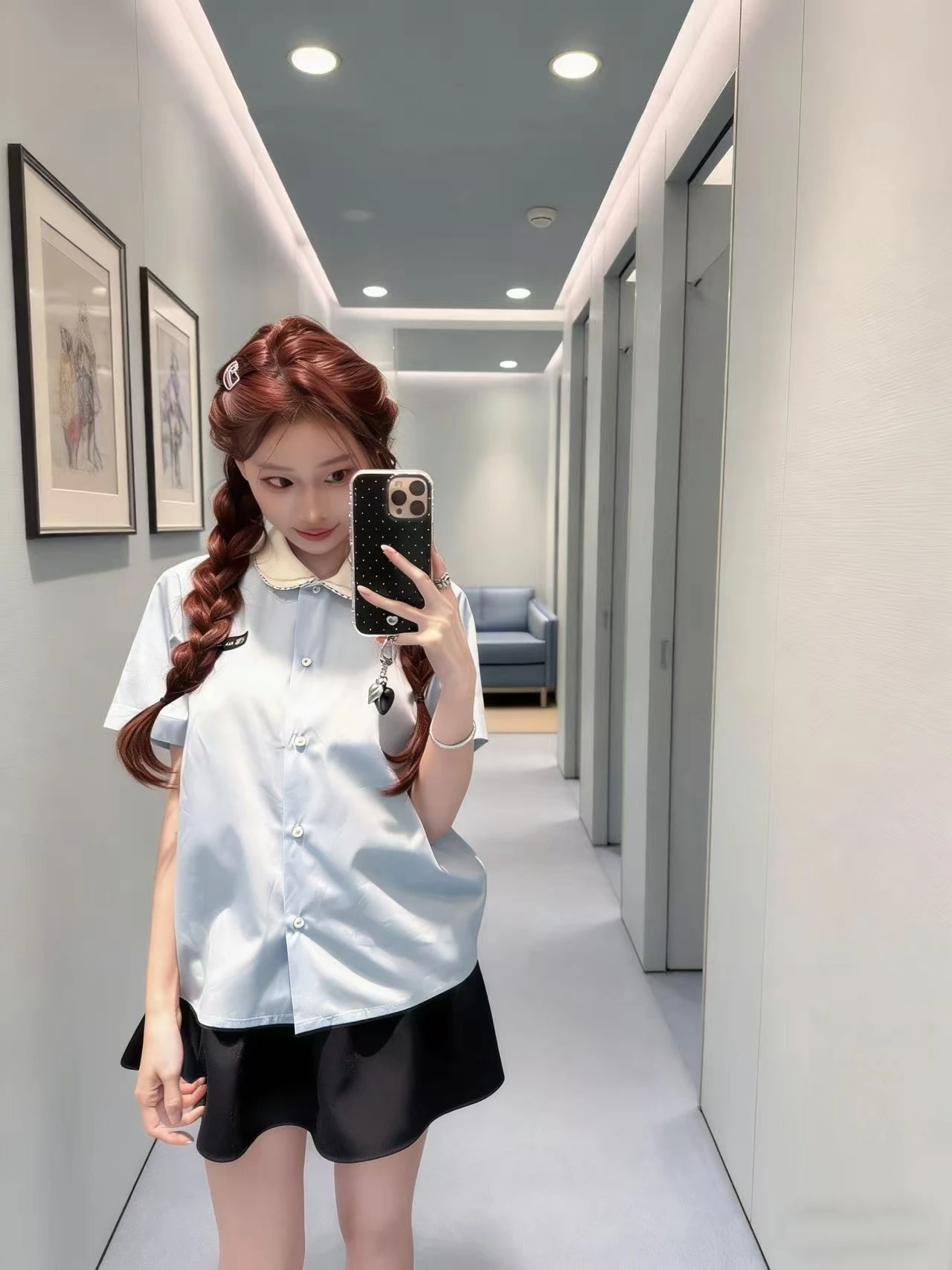 Blue Short Sleeve Doll Collar Shirt And Half Skirt Set Women's Korean Style Spring New Small Size Two Piece Suit Casual Wear
Blue Short Sleeve Doll Collar Shirt And Half Skirt Set Women's Korean Style Spring New Small Size Two Piece Suit Casual Wear