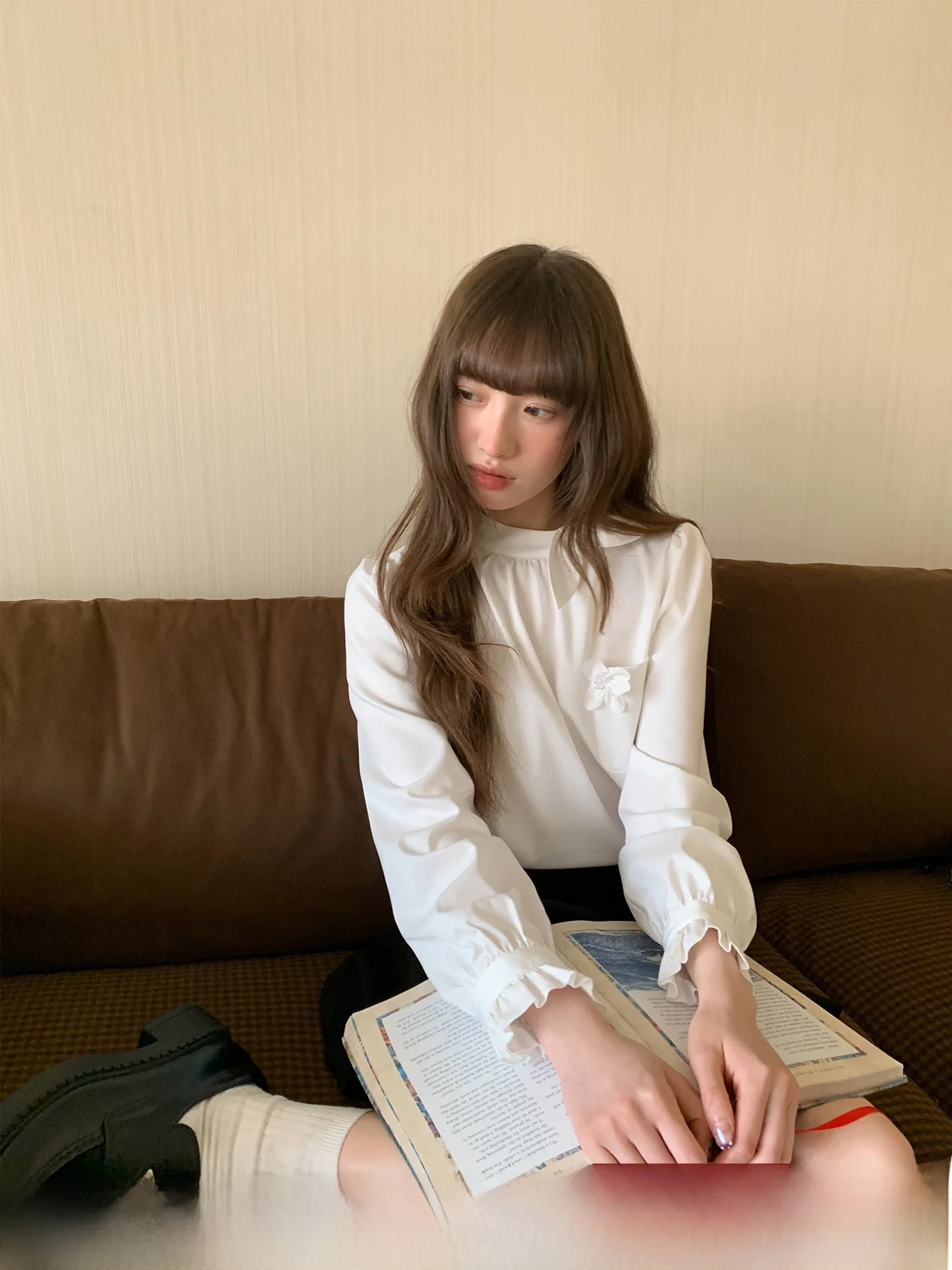 Spring New Sle Women's Long Sve irt Floral Patch ket Bow Tie Ne Design Casual Loose Fit Polyester Blend Top
Spring New Sle Women's Long Sve irt Floral Patch ket Bow Tie Ne Design Casual Loose Fit Polyester Blend Top