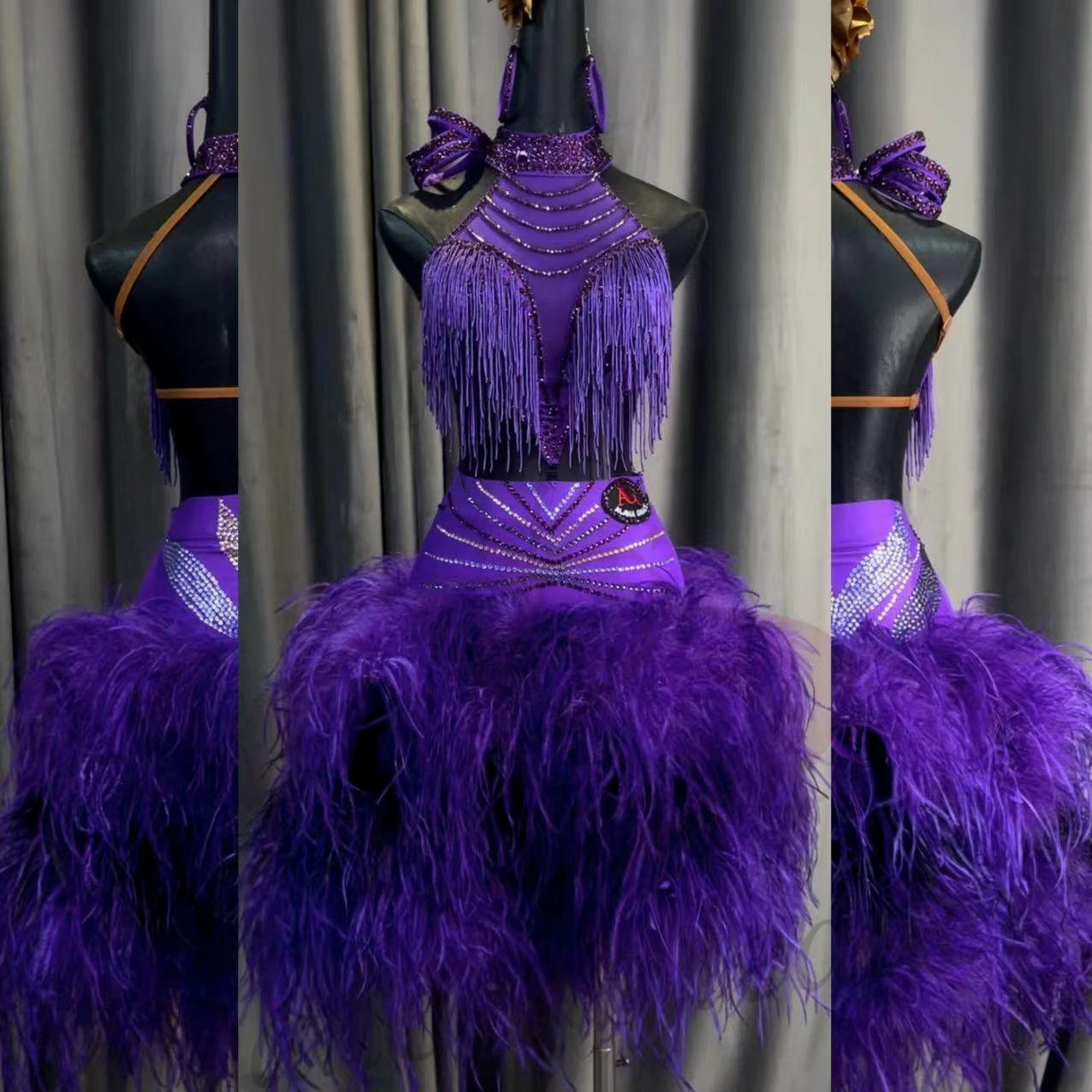 Latin Dance Adult Children'S Dress AB Stone High-End Custom Gradient Purple One-Piece Feather Cha Tango Women'S Clothing
Latin Dance Adult Children'S Dress AB Stone High-End Custom Gradient Purple One-Piece Feather Cha Tango Women'S Clothing
