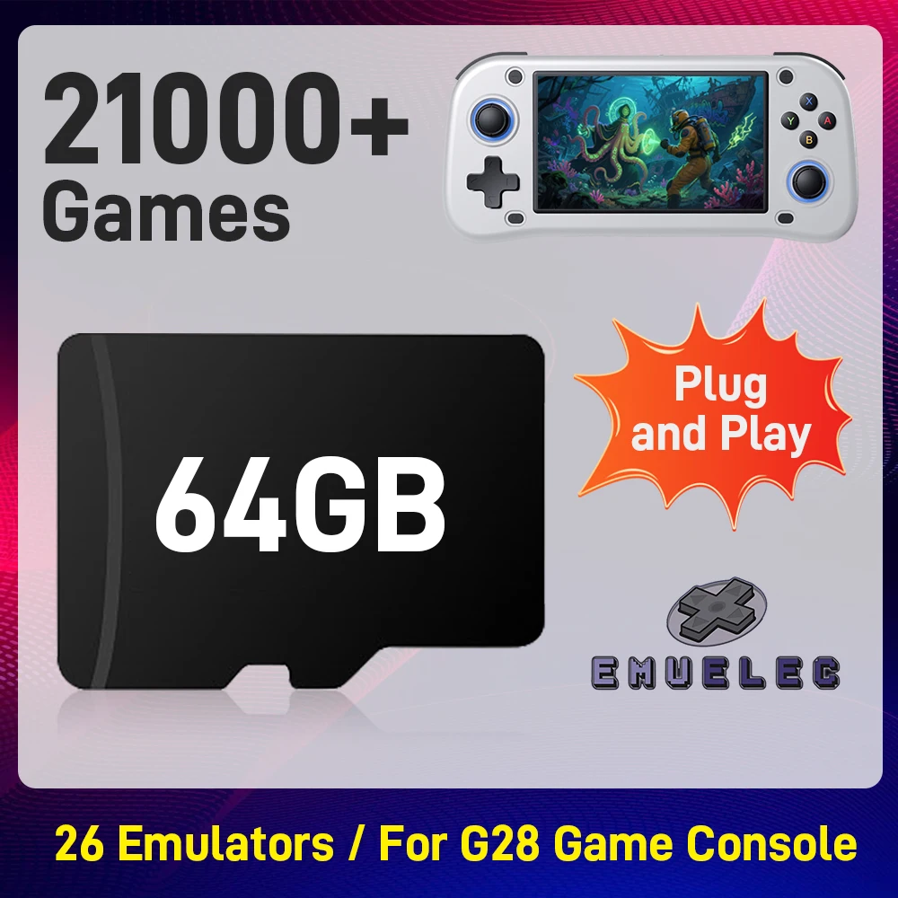 New 64GB Game Card for G28 Portable Retro Handheld Game Console with 21000+Retro&3D Games Emulators for PSP/PS1/N64/NES/SS/SNES
New 64GB Game Card for G28 Portable Retro Handheld Game Console with 21000+Retro&3D Games Emulators for PSP/PS1/N64/NES/SS/SNES