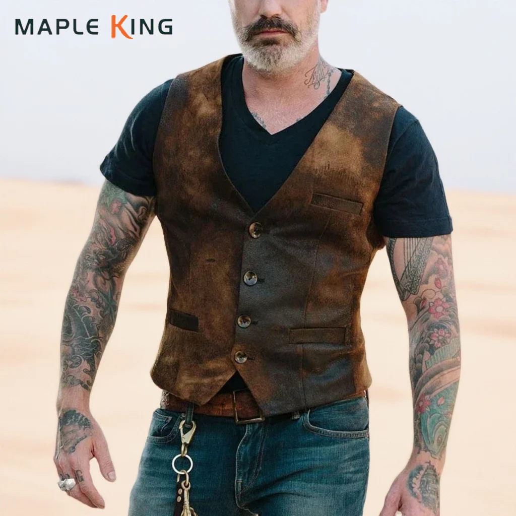 Винтажная однобортная мужская повседневная куртка из искусственной кожи, осенняя новая модная уличная одежда без рукавов с v-образным вырезом Chaleco Hombre
Винтажная однобортная мужская повседневная куртка из искусственной кожи, осенняя новая модная уличная одежда без рукавов с v-образным вырезом Chaleco Hombre