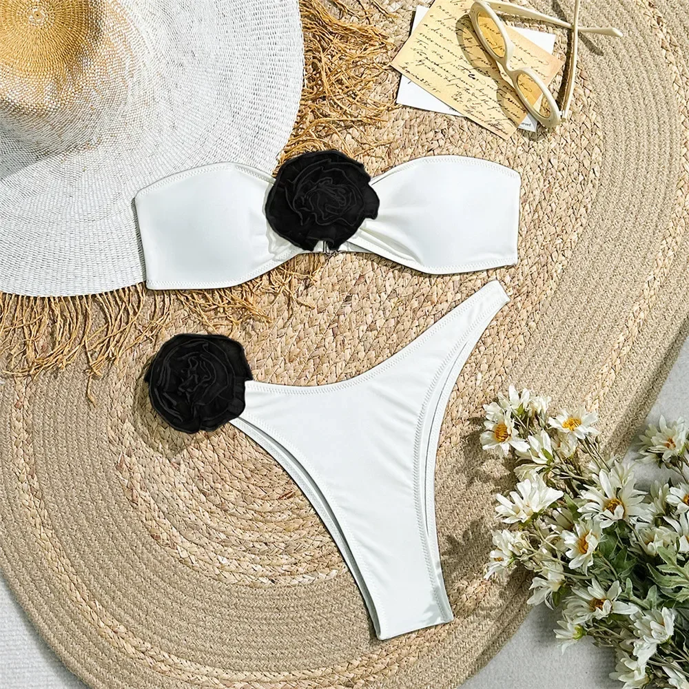 Black 3D Mesh Flower Bandeau Bikinis Sets 2025 Sexy Swimsuit Women Swimwear High Cut Bathing Suit Brazilian Bikini Mujer Bather
Black 3D Mesh Flower Bandeau Bikinis Sets 2025 Sexy Swimsuit Women Swimwear High Cut Bathing Suit Brazilian Bikini Mujer Bather