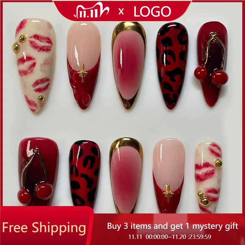 24Pcs Fake Nail Art Set Red French Tips with Cherry Designs Press-On Nail Tips in Trendy Instagram Style Perfect Gift for Girls
24Pcs Fake Nail Art Set Red French Tips with Cherry Designs Press-On Nail Tips in Trendy Instagram Style Perfect Gift for Girls