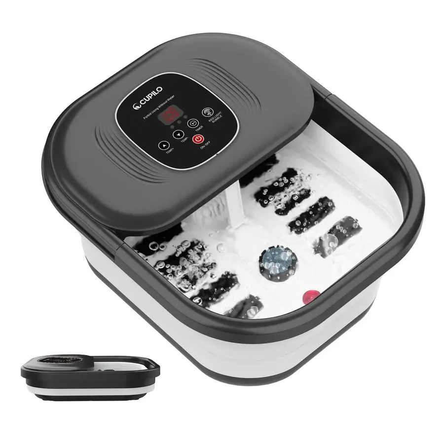 Spa Bath Massager with Heat, Collapsible Foot Massager Spa Soaking Tub with Bubbles, Red Light, Pumice Stone, and Shiatsu Massag
Spa Bath Massager with Heat, Collapsible Foot Massager Spa Soaking Tub with Bubbles, Red Light, Pumice Stone, and Shiatsu Massag